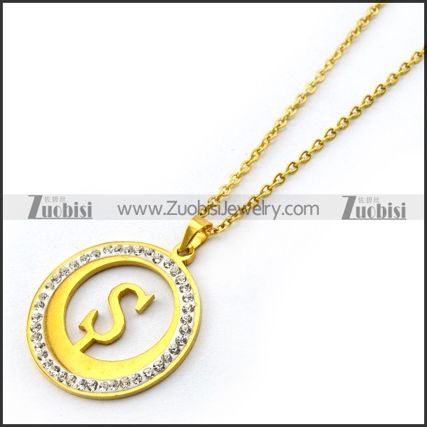 Initial S Letter Charm Necklace n001708