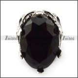 Black Solid Jumbo Stone Skull Ring r004251