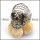 Silver Stainless Steel Hollow Skull Ring r003659