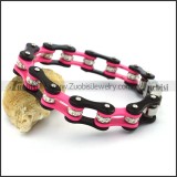Black and Hot Pink Bracelet with Crystals in between b004277