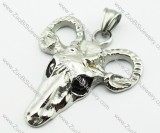 Silver Stainless Steel Casting Oxhead Pendant -JP140093