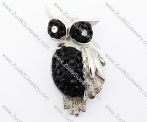 Stainless Steel Owl Pendant crafted of black Rhinestone - JP420022