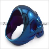 Blue Stainless Steel Skull Ring with Crystal Eyes r004291