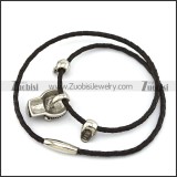 3mm Black Leather Cord with Skull Pendants n001243