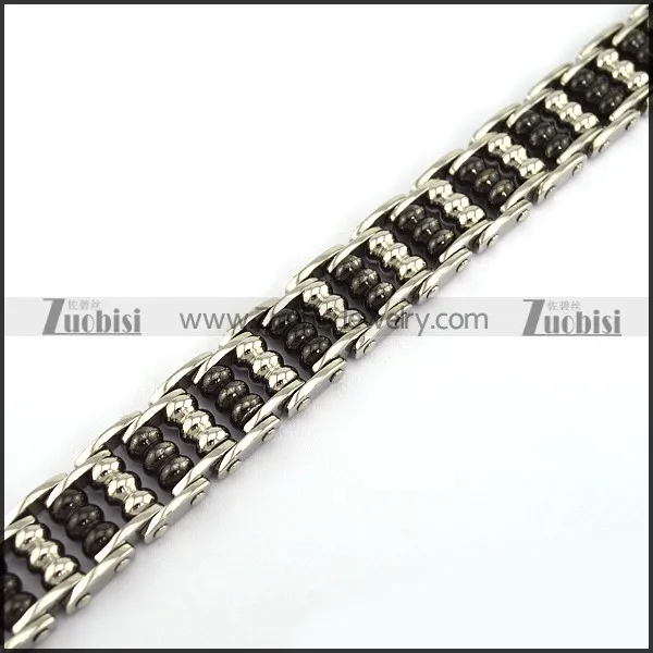 Black and Silver Steel Ball Bike Chain Bracelet b003994