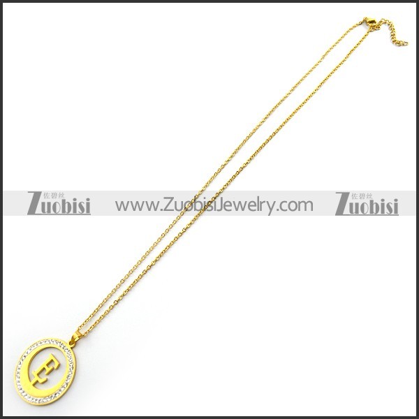 Golden O Link Chain with Initial E n001694