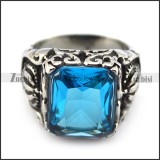 Jumbo Clear Blue Stone Crown Ring r004412
