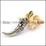 316L Stainless Steel Tiger Head Tooth Pendant p003771