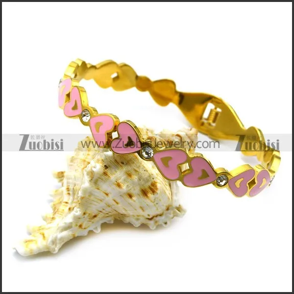 gold plating hearts enamel bangle b007241