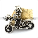 Punk Stainless Steel Skull Motorcycle Pendant p002827