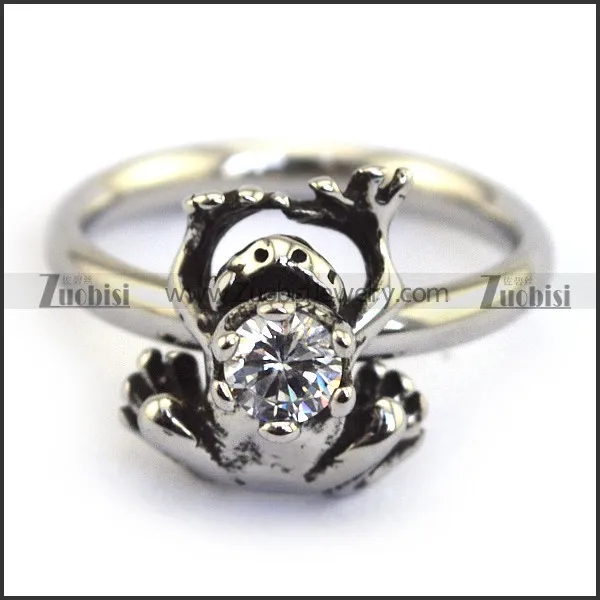 clear facted rhinestone frog ring r002226