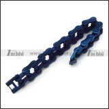 Blue Plating Stainless Steel Bicycle Chain Bracelet for Bikers b004822