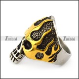 vintage gold blaze skull ring for motorcycle riders r004822