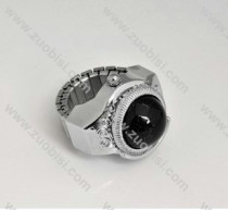 Silver Ring Watch with Black Stone - PW000011-6