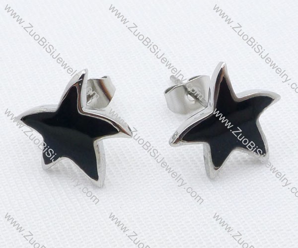 Black Epoxy Star Stainless Steel earring - JE050016