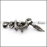Vintage Silver Stainless Steel Snake Tattoo Machine Pendant p004759