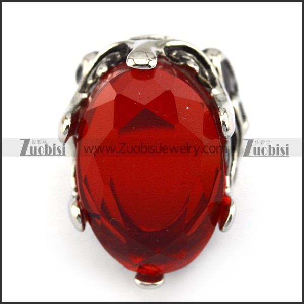 Red Oval Faceted Jumbo Stone Ring r004228