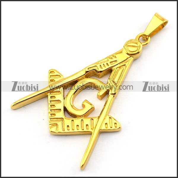 Golden Stainless Steel Masonic Pendant p004880