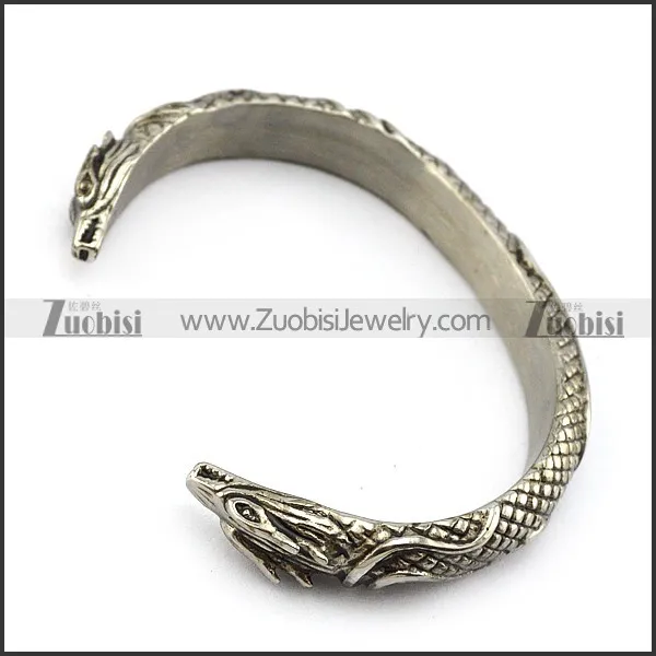 Vintage Stainless Steel Dragon Bangle For Men b005410