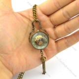 Small Steampunk 3D Glass Ball Transparent Mechanical Pocket Watch Chain pw000417