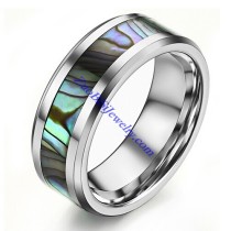 Pure Tungsten Steel Ring with Shell in Middle in 0.8cm Wide JR490003