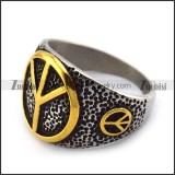 Vintage Casting Ring with Big Golden Peace Sign r004519
