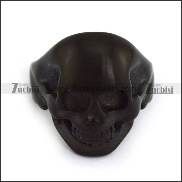 small black brushing stainless steel casting skull ring r001205