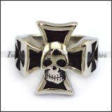 Skull Stainless Steel Ring in Cross Shaped -r000686