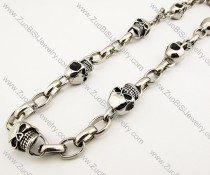 21.5 inch Solid Skull Heads Stainless Steel Necklace -JN170002