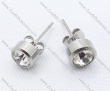 Roubnd shaped Zircon Stainless Steel earring - JE050003