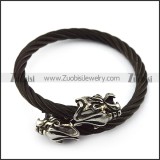 Two Dragon Heads Black Stainless Steel Wire Bangle b005833