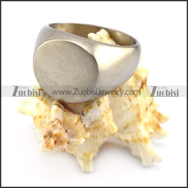 round shape stainless steel blank signet ring r004701