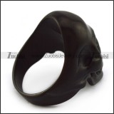 Black Plating Skull Ring with Dark Black Rhinestones Eyes r004294