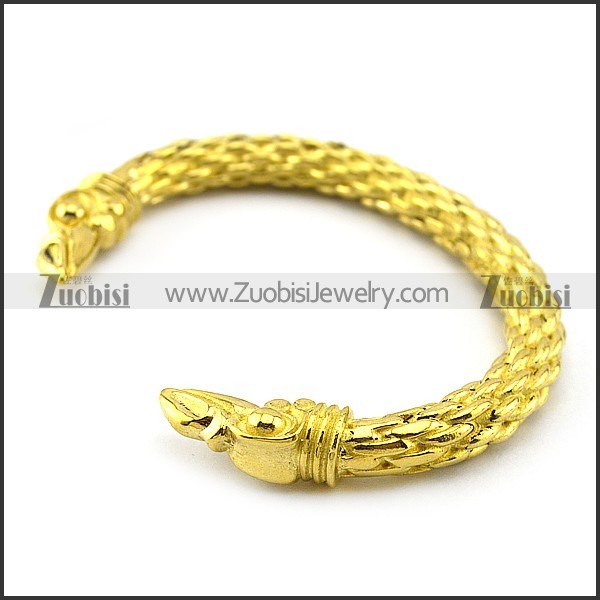 shiny yellow gold plating brass raven bangle b005503