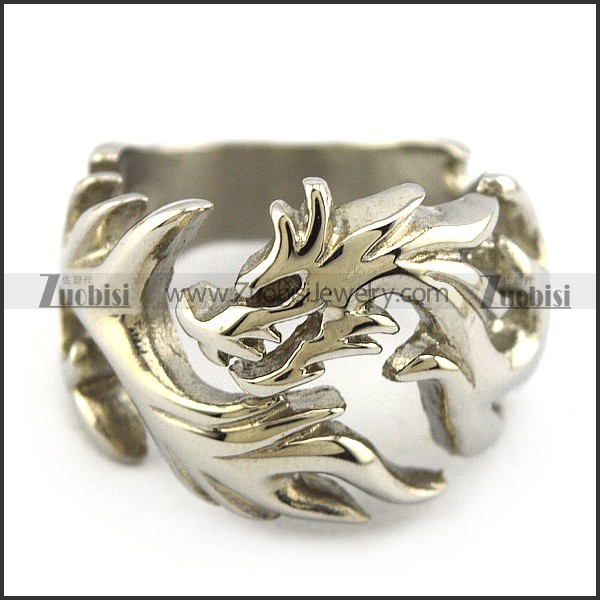 Silver Steel Dragon Ring r004211