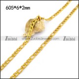24K Gold Plated Figaro Chain in Steel n001192