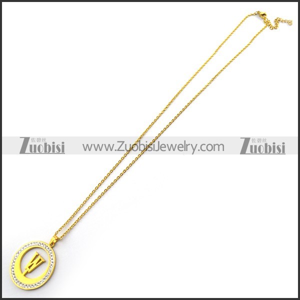 Golden W Rhinestones Charm Chain n001712