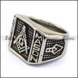 Silver Steel Masonic Ring r003609
