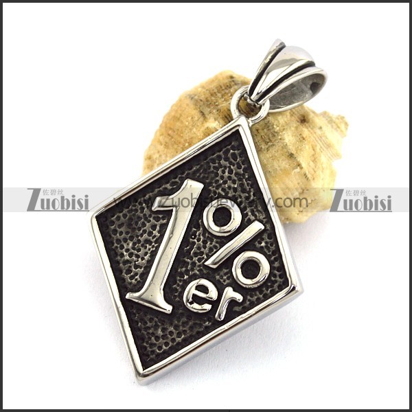 Silver Stainless Steel 1 Percent ER Pendant p002998