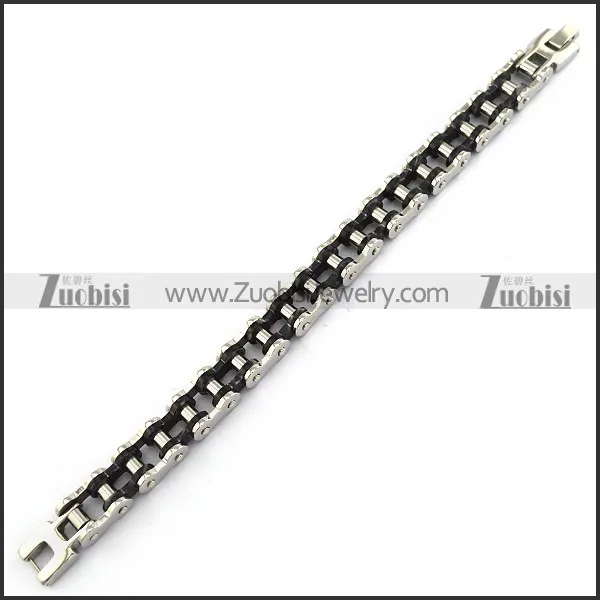 15mm Black and Silver Bicycle Chain Bracelet b004825