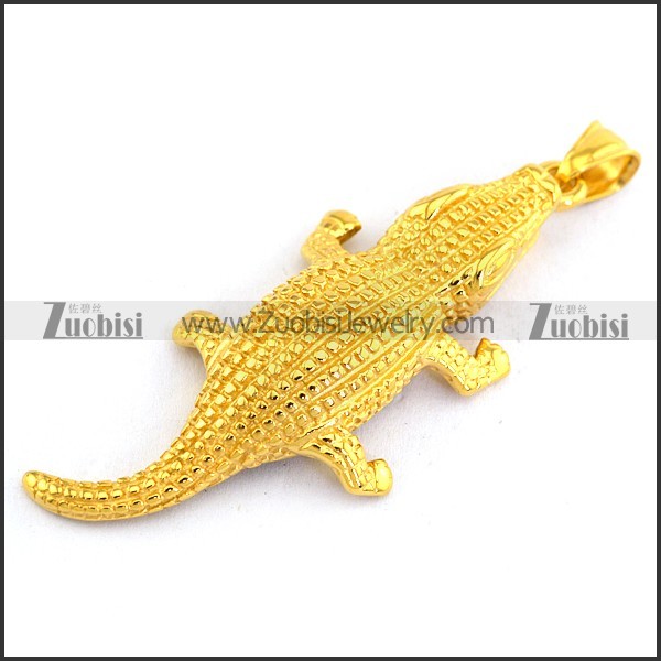 Stainless Steel Alligator Pendant in Gold p003343