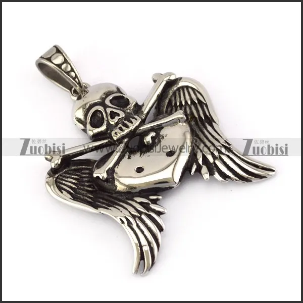 stainless steel skull pendant p001312
