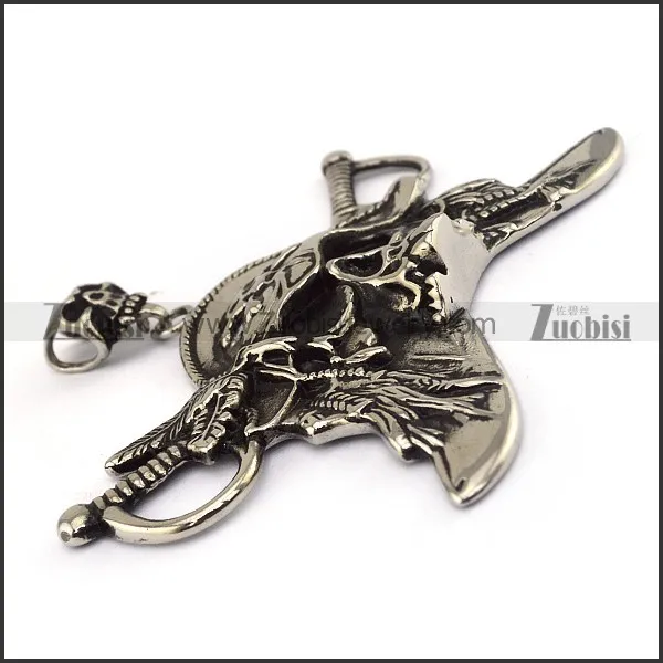 Big Stainless Steel Pirate Pendant - JP170163