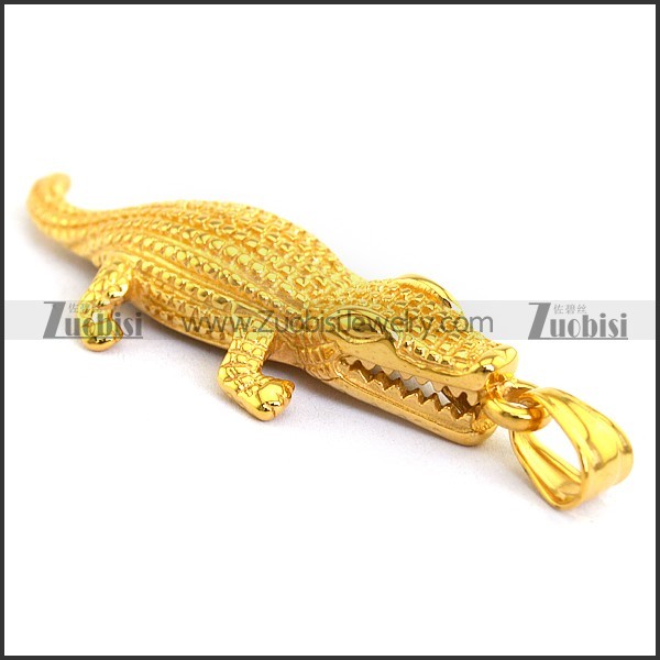 Stainless Steel Alligator Pendant in Gold p003343