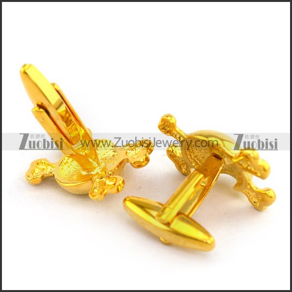 Yellow Gold Tone Skull Cooper Cufflinks c000051