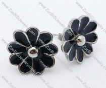 Black Epoxy Flower Stainless Steel earring - JE050030