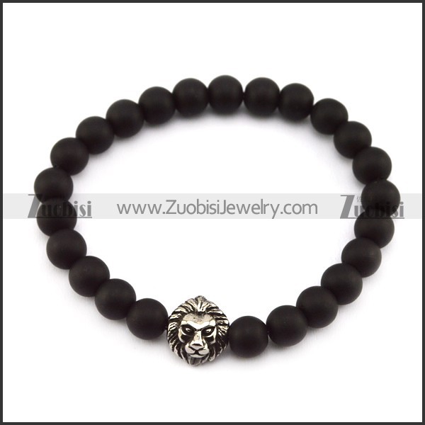 24 Black Beads with 8mm Diameter and 1 SS Metal Leo Bead b005944