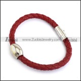 vivid red stainless steel leather bracelet b001562