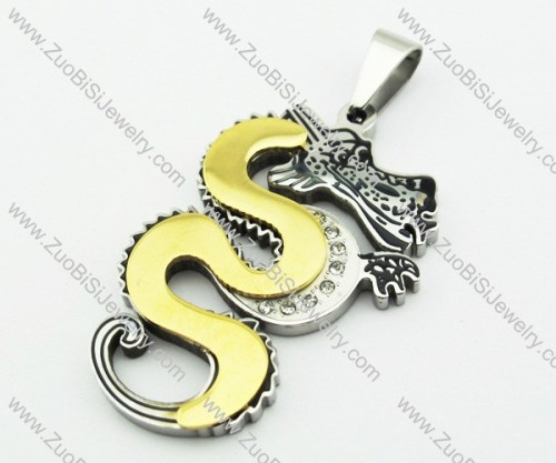 Gold Stainless Steel Dragon Pendant -JP140102