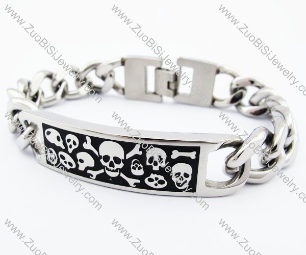 Shiny Stainless Steel Skulls Tag Bracelet - JB400018